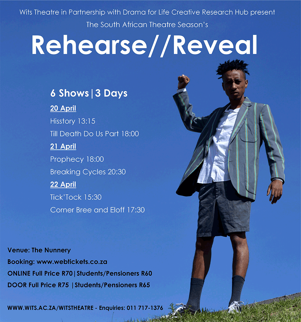 The Rehearse//Rehearse programme is presented by Wits Theatre in partnership with Drama for Life Creative Research Hub.