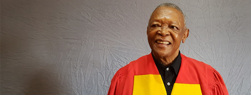 Wits University confers an honorary Doctorate of Medicine on music legend Hugh Masekela. © Wits University