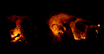 The Cave in action. Experimental reproduction of cave art in simulated cave conditions by researchers and students at the University of Liverpool. Credit: Jason Hall, University of Liverpool