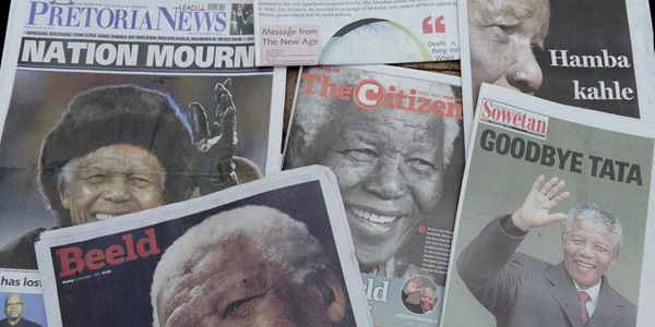 South African newspaper's reaction to the death of Nelson Mandela. ©Lefty Shivambu