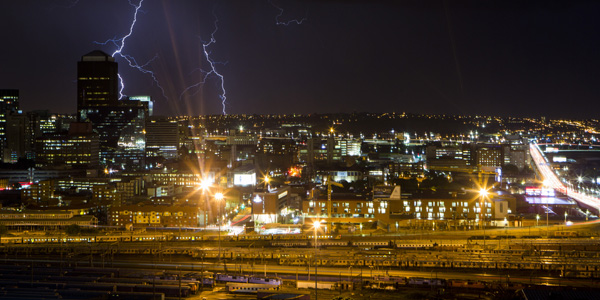 Lightning strikes Johannesburg, economic capital of South Africa. ©Lauren Mulligan