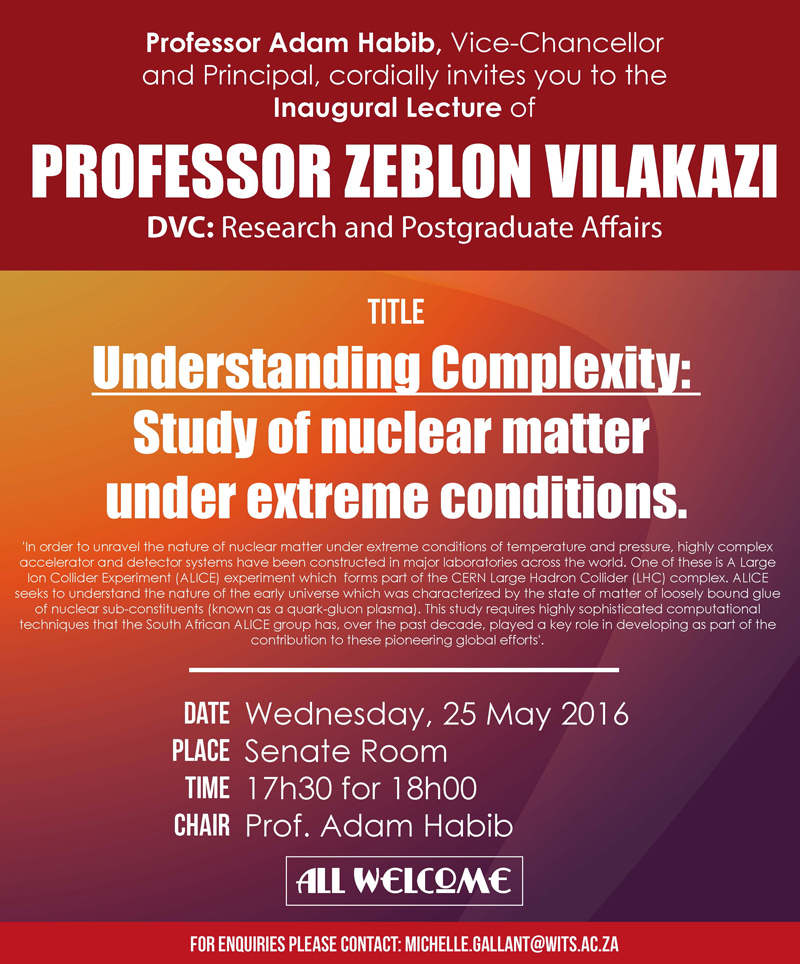 Inaugural lecture: Professor Zeblon Vilakazi