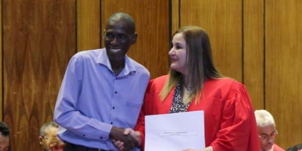 Master's graduate, Dr Gbenga Olorunfemi received a Certificate of Commendation from the Faculty of Health Sciences for his research into cervical cancer