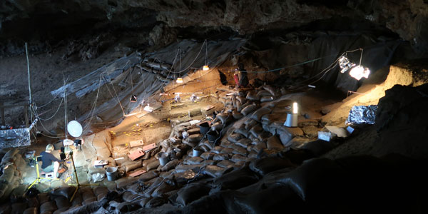 Excavations in the Border Cave in the Lebombo Mountains in South Africa