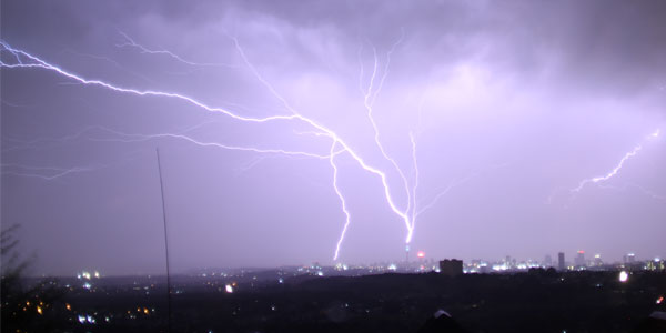 Lightning bolts in Johannesburg, South Africa. © Dr Carina Schumann, Johannesburg Lightning Research Laboratory, Wits University