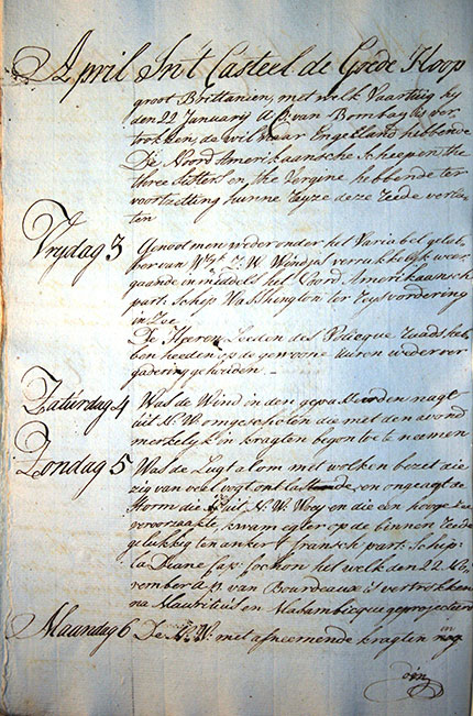 Dutch East India Company’s (VOC’s) day register