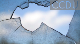Image of broken glass with view of sky