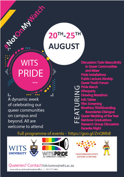 A flyer for Wits Pride 2018 A flyer for Wits Pride 2018