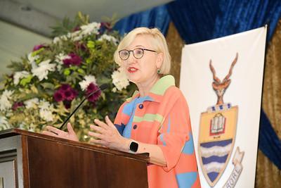 Prof Glenda Gray speaking at Founders' Tea 2024.