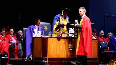 Prof Peter Sarnak in 2014 at Wits. receiving his honorary doctorate.