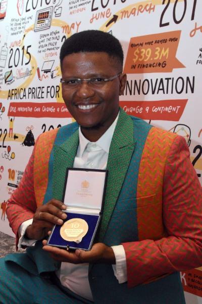 Neo Hutiri has been awarded the Royal Academy of Engineering's special medal to mark 10 years of the Africa Prize for Engineering Innovation. Photo: The Royal Academy of Engineering