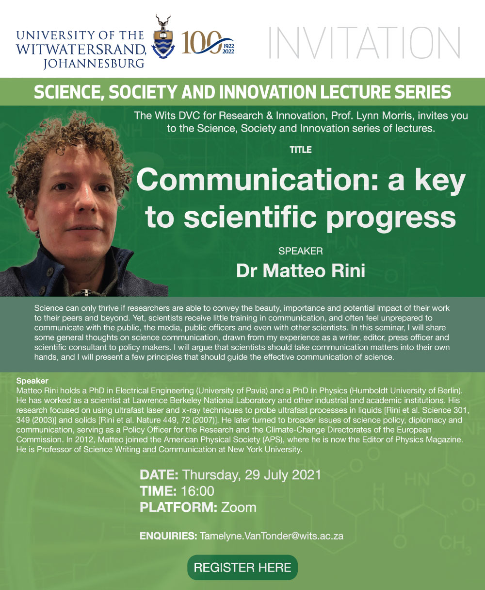 Communication: a key to scientific progress presented by Dr Matteo Rini