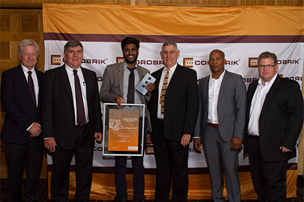 Vedhant Maharaj with the Corobrik directors: (from left) Richard Baker, Peter du Trevou, Richard Baker, Isaac Letsholo and Dirk Meyer