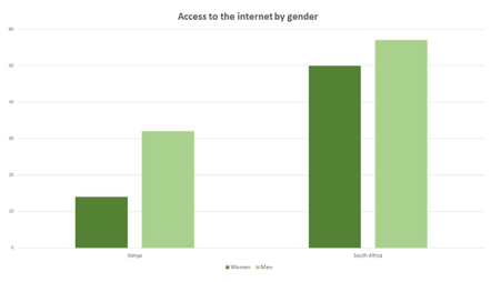 Graph access to internet by gender