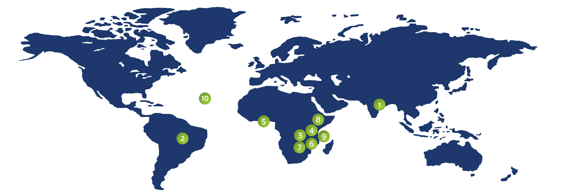Map showing international partners
