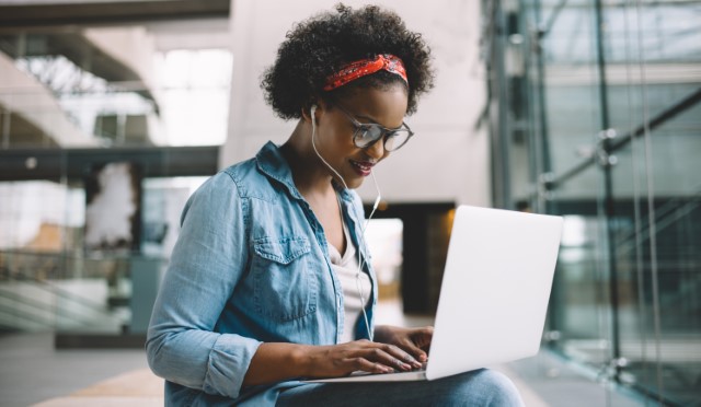 Woman studying online