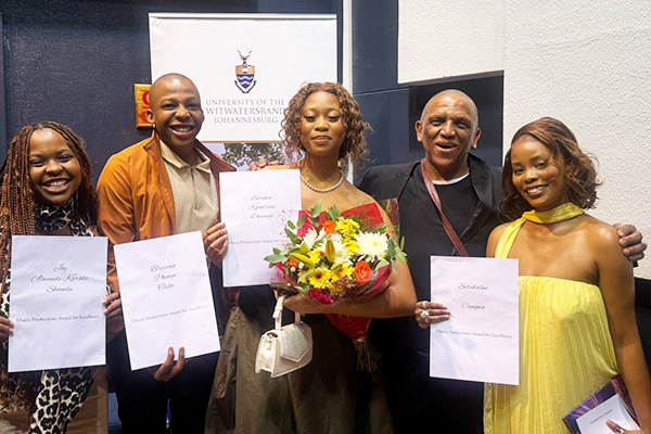 wits film&tv students Lulama Dwanya, Sibabalwe Cubgwa, Joy Shandu and Blessing Tsebe with lecturers Tanja Sakota and Dr E. Teddy Mattera.