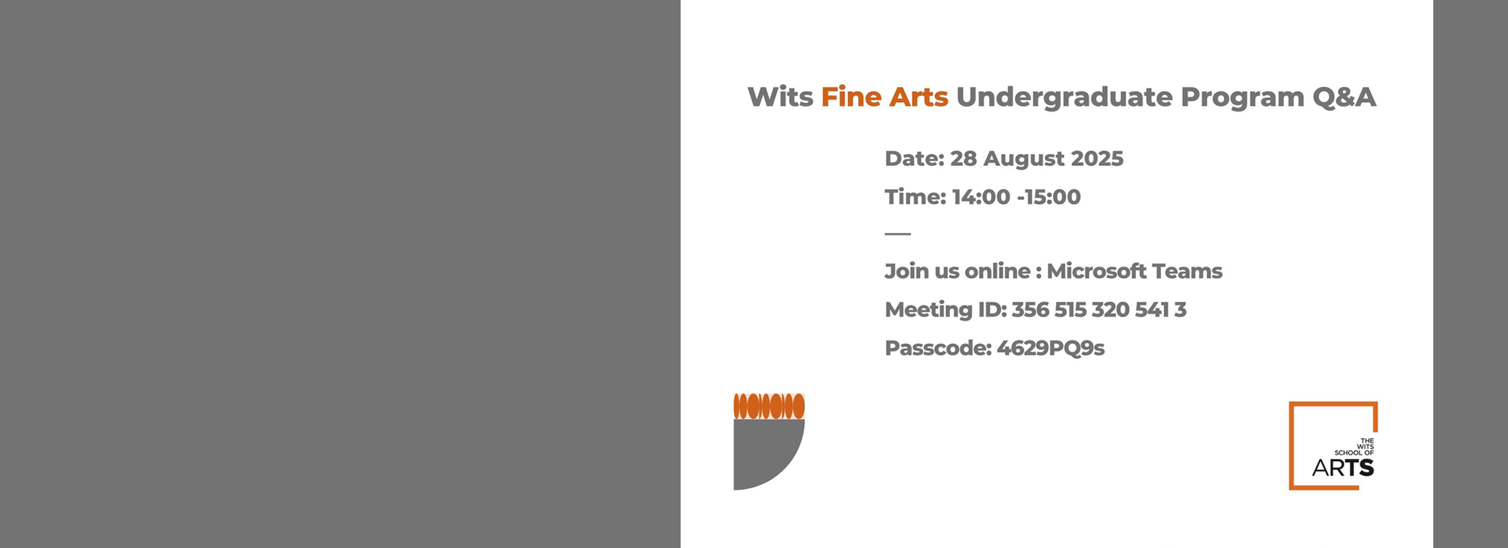 wits fine arts q&a session banner wits fine arts q&a session banner