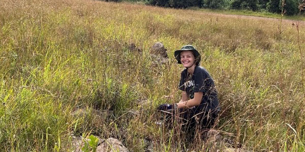 Masters student Su-Ane Greyling in the field