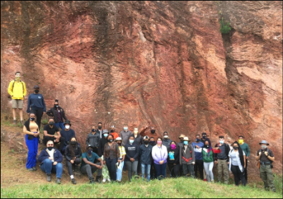 Students at rock face