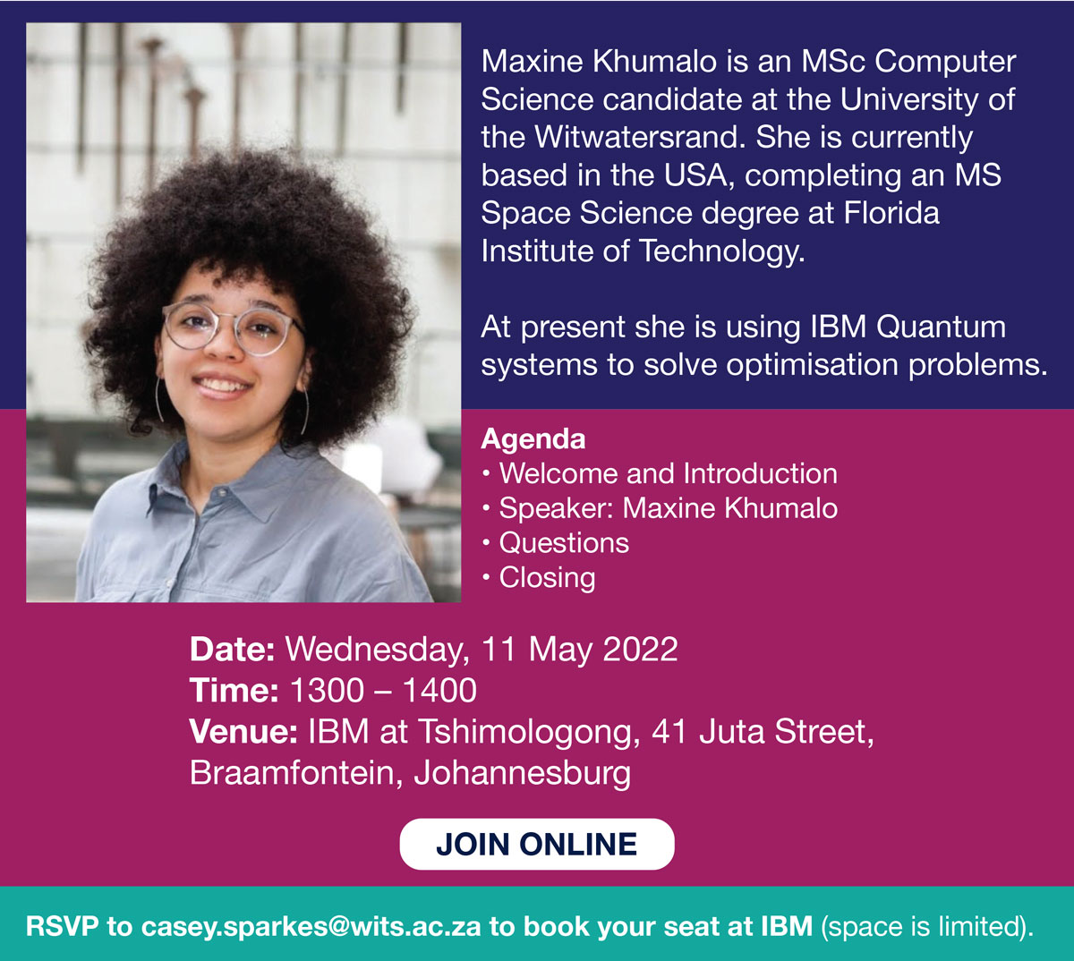 Poster data science event with Maxine Khumalo