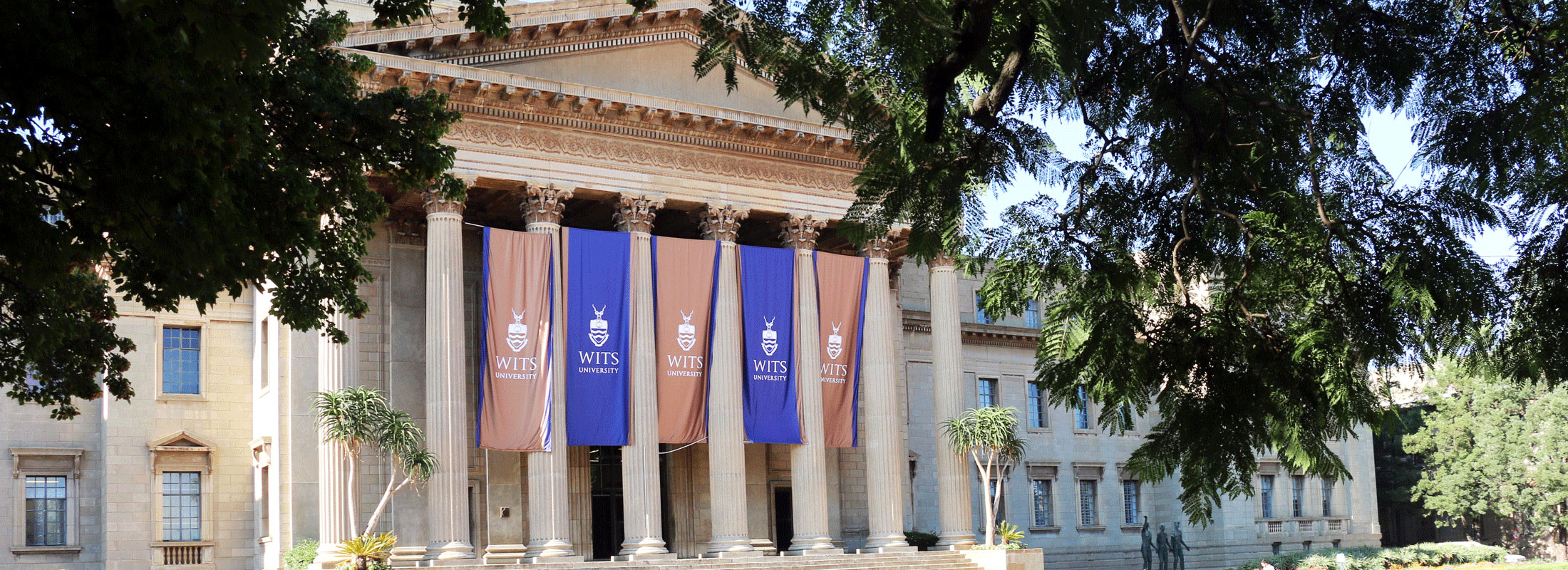Wits Great Hall with blue and gold banners