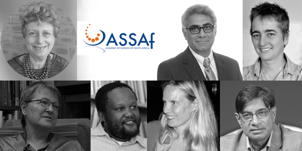 Wits researchers elected to the Academy of Science SA (clockwise from top left: Professors Karen Hofman, Imraan Valodia, Penelope Moore, Vishnu Padayachee, Sarah Nuttall, Bhekizizwe Peterson, and Isabel Hofmeyr. 