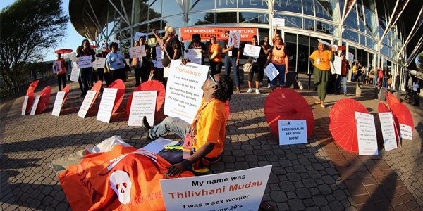 Activists supporting the decriminalisation of sex-work. ©International AIDS Society/Abhi Indrarajan