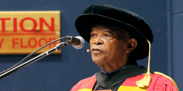 Wits University confers an honorary Doctorate of Medicine on music legend Hugh Masekela. © Wits University Wits University confers an honorary Doctorate of Medicine on music legend Hugh Masekela. © Wits University