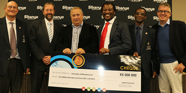 Sibanye cheque handover to Wits Sibanye cheque handover to Wits