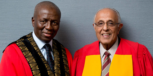Wits Chancellor Dikgang Moseneke and Ahmed Kathrada who received an honorary doctorate in 2012_© Wits University Wits Chancellor Dikgang Moseneke and Ahmed Kathrada who received an honorary doctorate in 2012_© Wits University