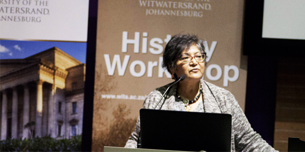 Yasmin Sooka, Executive Director of the Foundation for Human Rights speaking at the Archives and Democracy Colloquium at Wits Yasmin Sooka, Executive Director of the Foundation for Human Rights speaking at the Archives and Democracy Colloquium at Wits