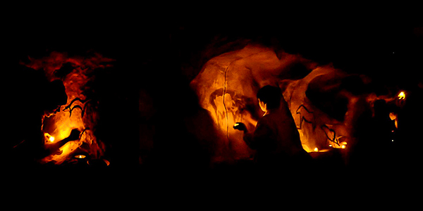 The Cave in action. Experimental reproduction of cave art in simulated cave conditions by researchers and students at the University of Liverpool. Credit: Jason Hall, University of Liverpoo