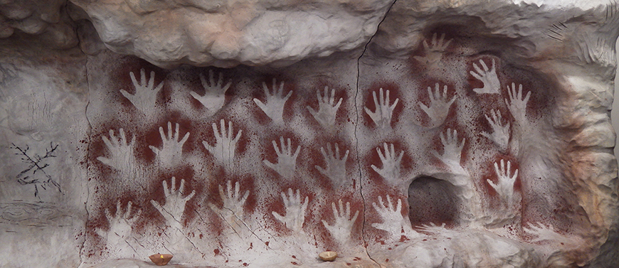 The Cave in daylight. Anartificial portable cave wall which allows students and researchers to produce rock art without having to go underground. Credit: Jason Hall, University of Liverpool