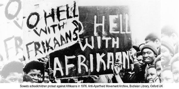 Soweto schoolchildren protest against Afrikaans in 1976. Cc Anti-Apartheid Movement Archive,Bodleian-Library,Oxford-UK
