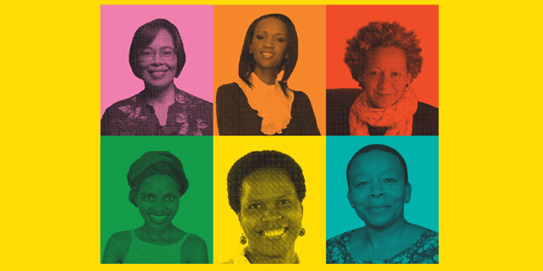 FALF Fellows (top l-r) Ann George, Dineo Mapanya, Jillian Gardner, and (bottom l-r) Mohlalakoma Ngwako, Thama Duba and Veronica Ntsia | Curiosity 13: #Gender © https://www.wits.ac.za/curiosity/
