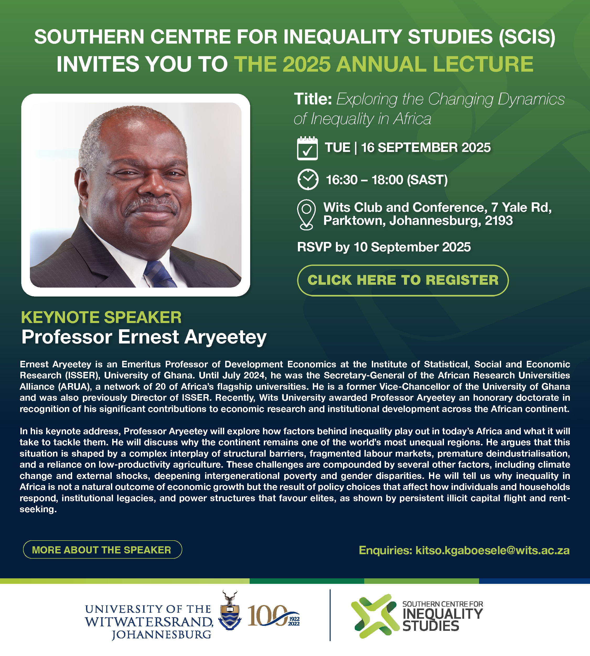 The Southern Centre for Inequality Studies (SCIS) Annual Inequality Lecture
