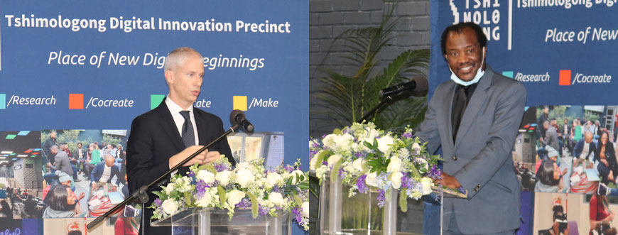 French Minister, Franck Riester (left) and Wits' incumbent Vice-Chancellor and Principal, Professor Zeblon Vilakazi (right).