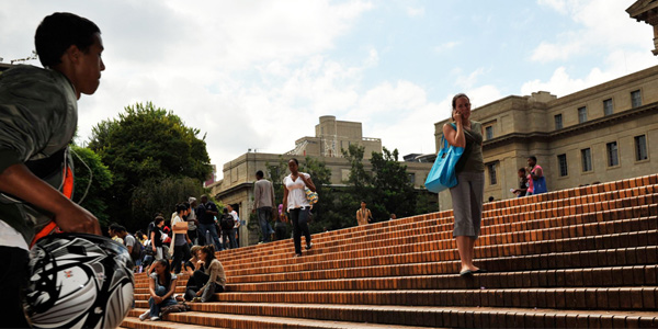 Students walking on the Piazza