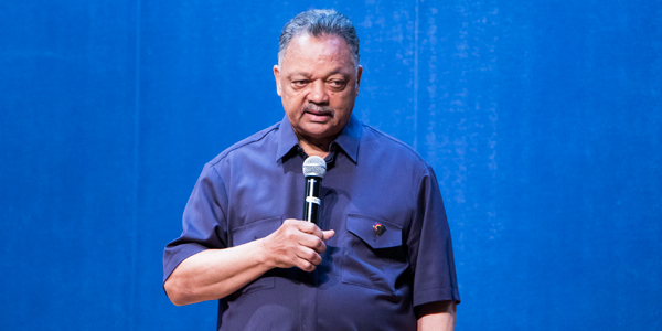 American civil rights activist, Reverend Jesse Jackson delivering a talk at Wits University