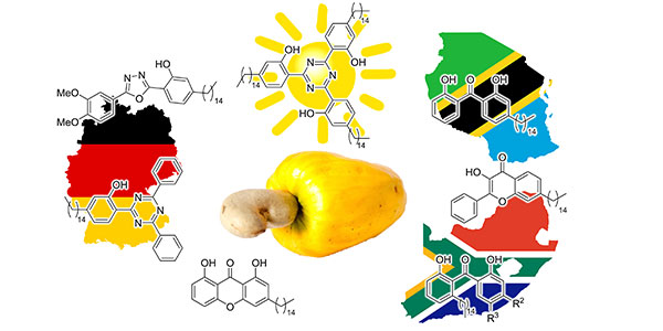 A graphic representation of the international collaboration to find sustainable solutions to produce useful compounds.