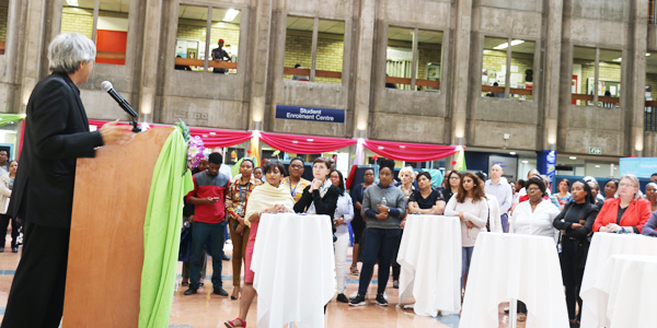 Professor Adam Habib addressing staff at the launch of the Mpil'enhle Programme