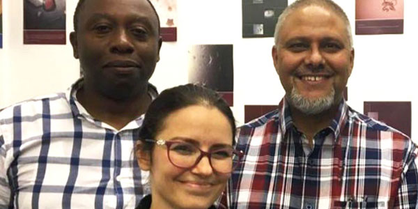 Dr Ikechukwu Anthony Achilonu (L), Prof. Yasien Sayed (R), and Dr Sylvia Fanucchi (Front) from the Protein Structure-Function Research Unit (PSFRU), University of the Witwatersrand. ©Diamond Light Source Dr Ikechukwu Anthony Achilonu (L), Prof. Yasien Sayed (R), and Dr Sylvia Fanucchi (Front) from the Protein Structure-Function Research Unit (PSFRU), University of the Witwatersrand. ©Diamond Light Source