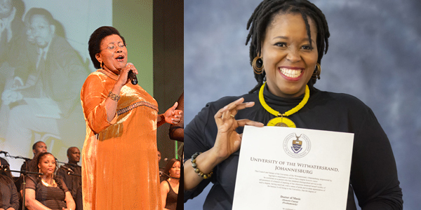Ayanda Khumalo, daughter of music legend Dr Sibongile Khumalo, accepted the Honorary Doctorate in Music on behalf of the family