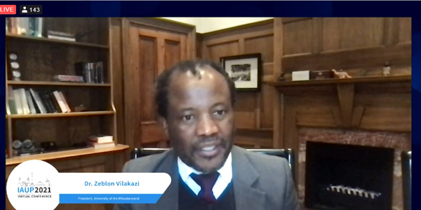 Professor Zeblon Vilakazi at the 2021 International Association of University Presidents (IAUP) Conference Professor Zeblon Vilakazi at the 2021 International Association of University Presidents (IAUP) Conference