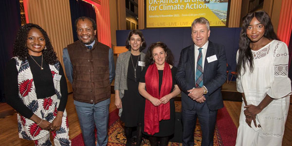 Professor Zeblon Vilakazi with the hosts and panelists at the UK-Africa Partnerships for Climate Action