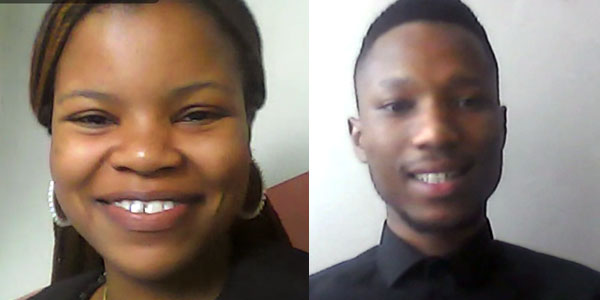 Samukele Sikhakhane and Siyabonga Khoza, fourth-year engineering students, talking about their EIE Open Day project.