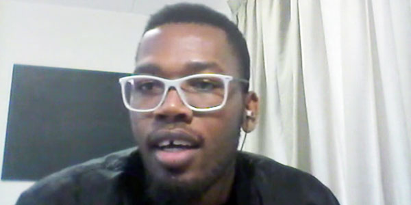 Thokozani Msezane, fourth-year engineering student, talking about his EIE Open Day project