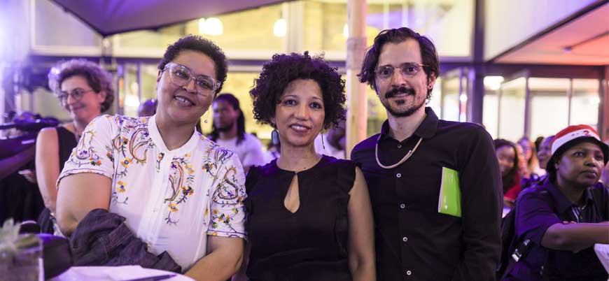Dr Rene Smith, Leslie Williams, Eduardo Cachucho at the 2022 Fakugesi Festival opening night