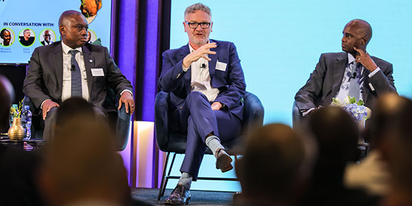 Standard Bank CEO Sim Shabalala, Professor Adam Tooze, Standard Bank East Africa CEO Patrick Mweheire